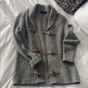 Lambs wool and nylon Grey sweater with toggle